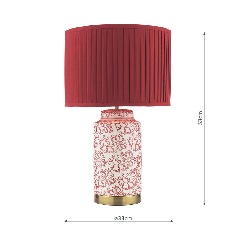 Laura Ashley Knipton Table Lamp Red Ceramic and Antique Brass With Shade • LA3756700-Q