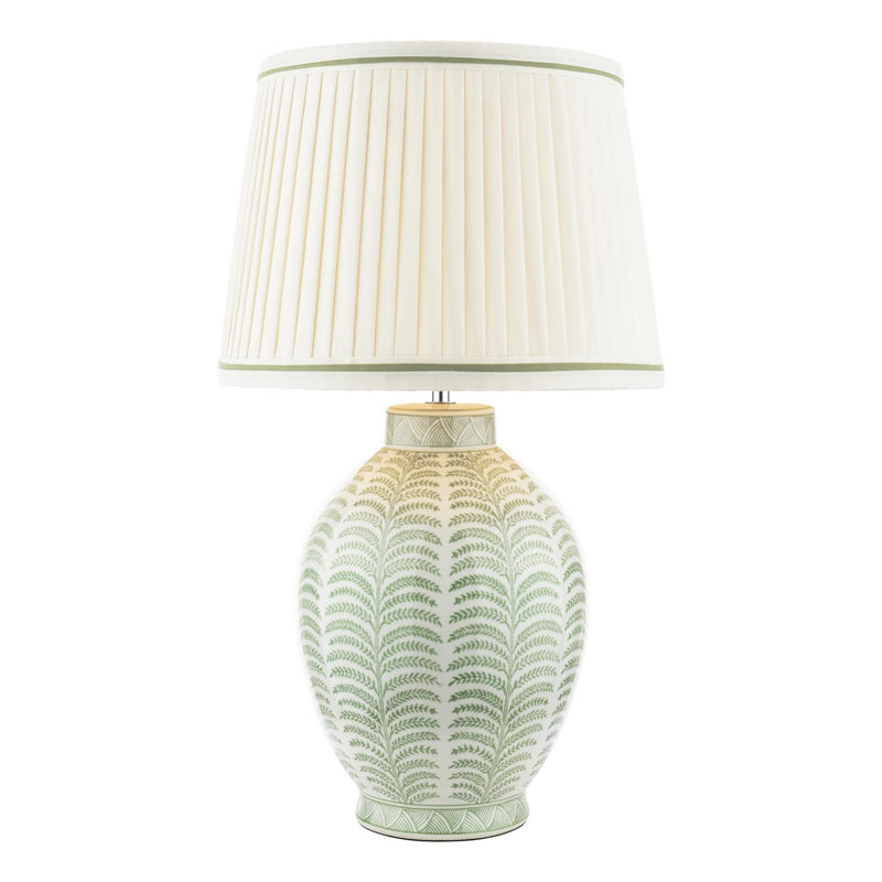 Laura Ashley Stannard Table Lamp Green Ceramic and Polished Chrome With Shade • LA3756701-Q