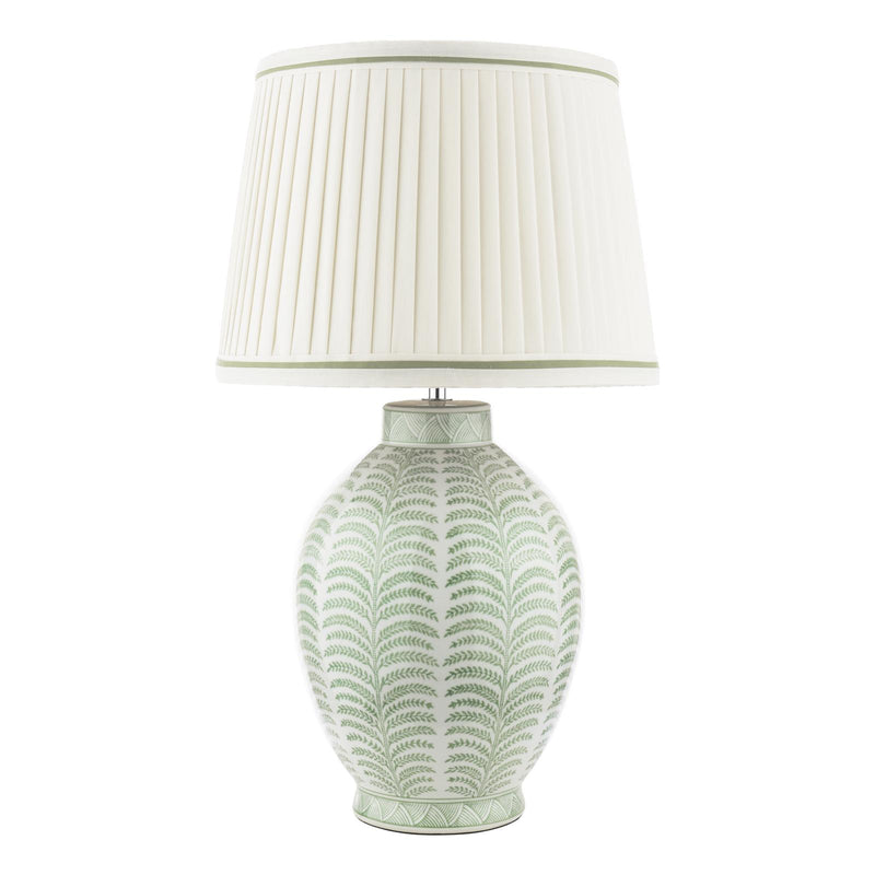 Laura Ashley Stannard Table Lamp Green Ceramic and Polished Chrome With Shade • LA3756701-Q