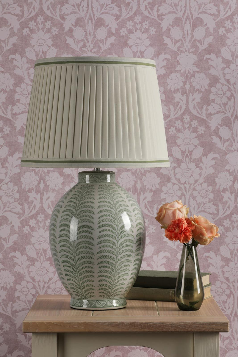 Laura Ashley Stannard Table Lamp Green Ceramic and Polished Chrome With Shade • LA3756701-Q