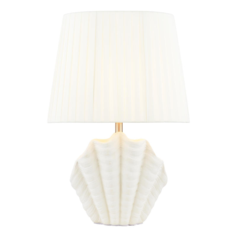 Laura Ashley Shell Table Lamp White Ceramic and Satin Chrome With Shade • LA3756702-Q