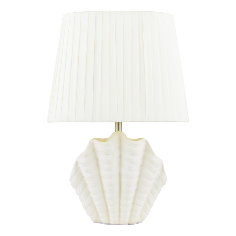 Laura Ashley Shell Table Lamp White Ceramic and Satin Chrome With Shade • LA3756702-Q