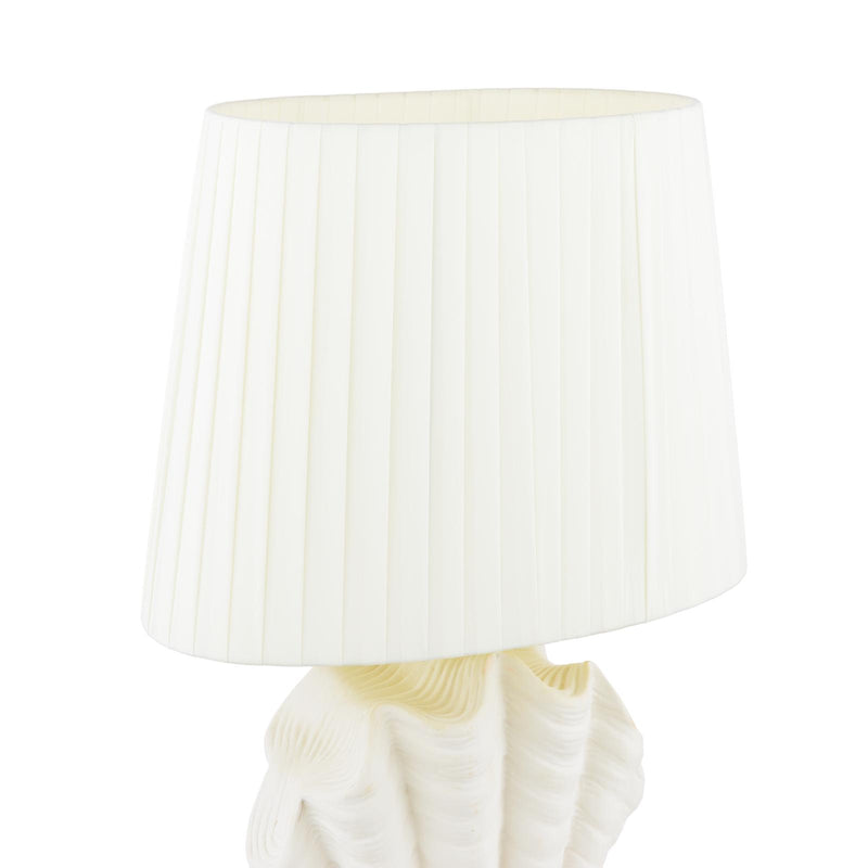 Laura Ashley Shell Table Lamp White Ceramic and Satin Chrome With Shade • LA3756702-Q