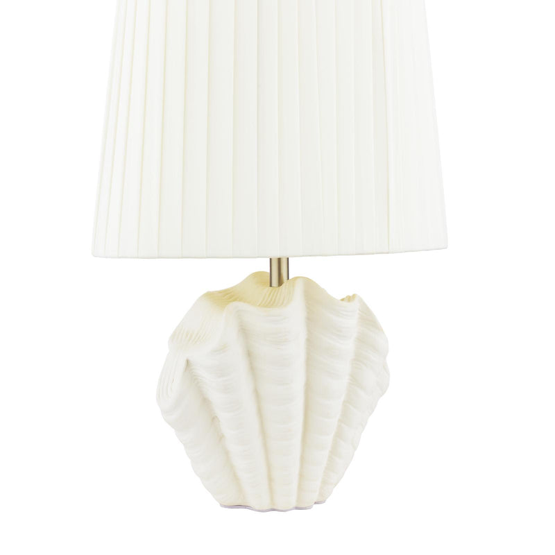 Laura Ashley Shell Table Lamp White Ceramic and Satin Chrome With Shade • LA3756702-Q
