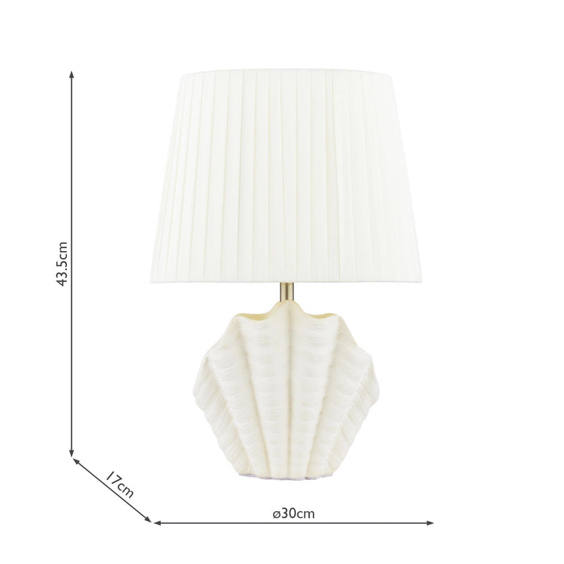 Laura Ashley Shell Table Lamp White Ceramic and Satin Chrome With Shade • LA3756702-Q