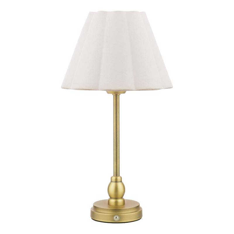 Laura Ashley Erin Rechargeable Table Lamp Matt Antique Brass With Shade LED • LA3756704-Q