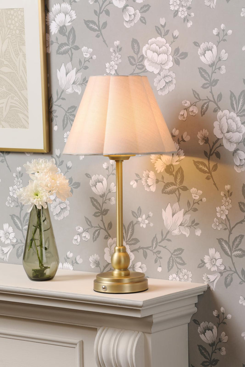 Laura Ashley Erin Rechargeable Table Lamp Matt Antique Brass With Shade LED • LA3756704-Q