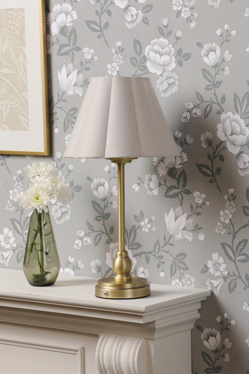 Laura Ashley Erin Rechargeable Table Lamp Matt Antique Brass With Shade LED • LA3756704-Q