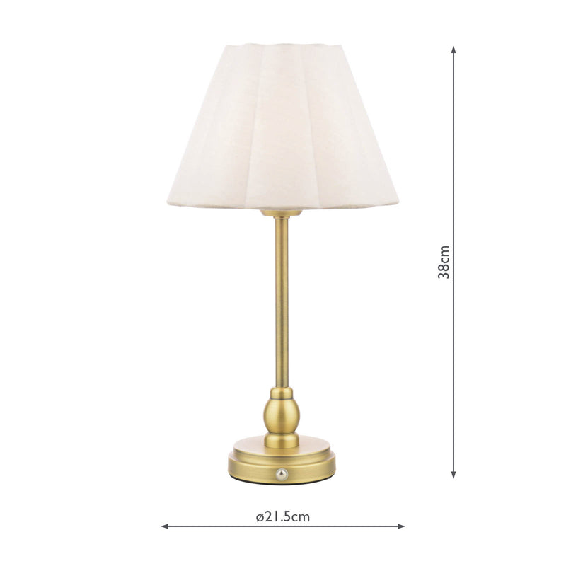 Laura Ashley Erin Rechargeable Table Lamp Matt Antique Brass With Shade LED • LA3756704-Q