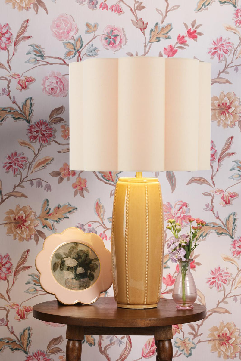 Laura Ashley Littleton Table Lamp Yellow Ceramic and Antique Brass With Shade • LA3756705-Q