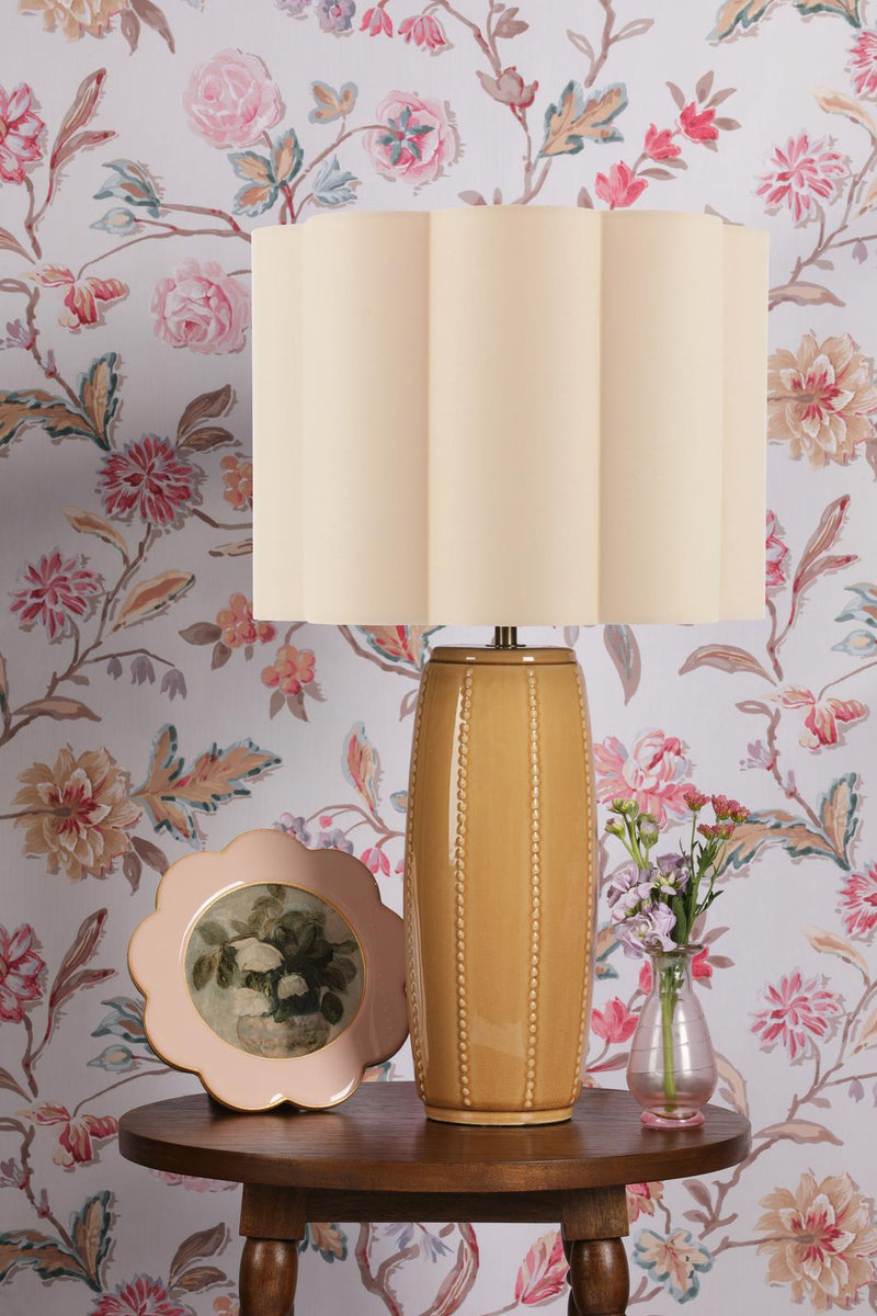 Laura Ashley Littleton Table Lamp Yellow Ceramic and Antique Brass With Shade • LA3756705-Q