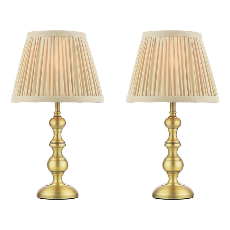Laura Ashley Ezra Twin Pack Table Lamp Matt Antique Brass With Shade • LA3756706-Q