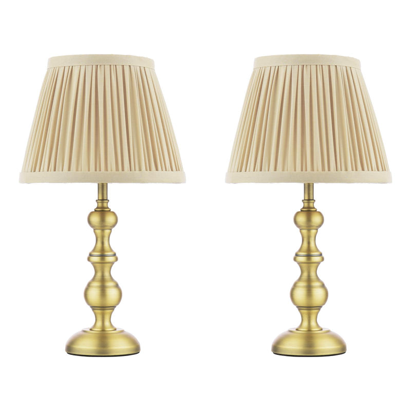 Laura Ashley Ezra Twin Pack Table Lamp Matt Antique Brass With Shade • LA3756706-Q