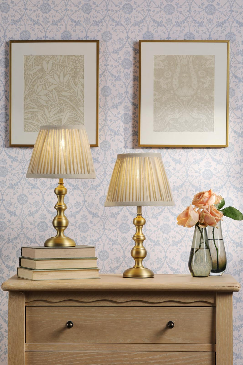 Laura Ashley Ezra Twin Pack Table Lamp Matt Antique Brass With Shade • LA3756706-Q