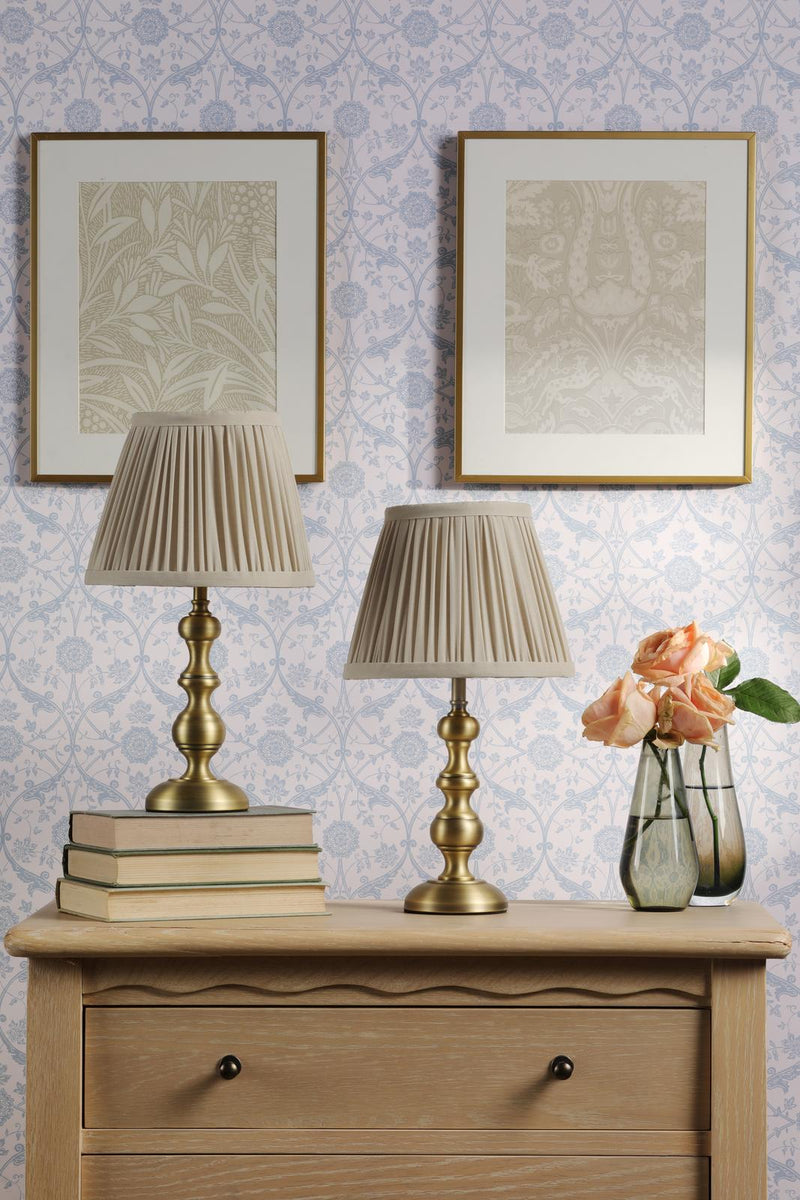 Laura Ashley Ezra Twin Pack Table Lamp Matt Antique Brass With Shade • LA3756706-Q