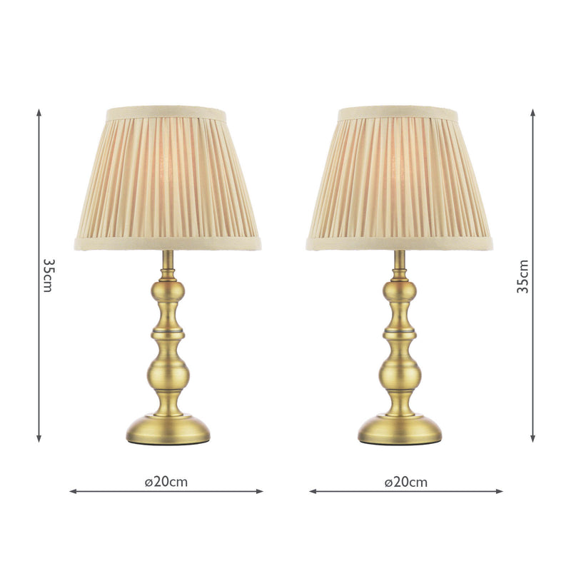 Laura Ashley Ezra Twin Pack Table Lamp Matt Antique Brass With Shade • LA3756706-Q