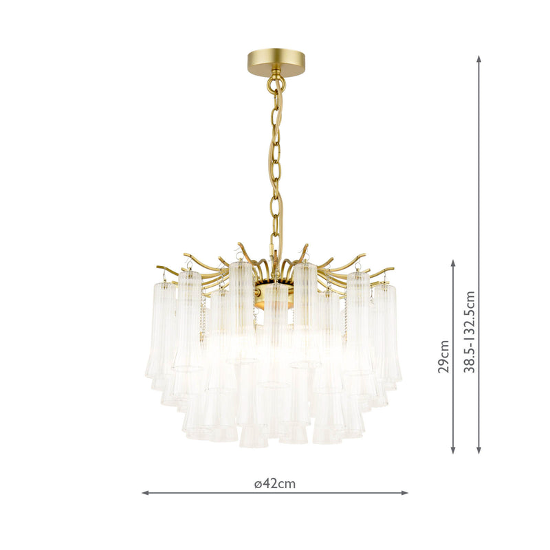 Laura Ashley Penlee 4 Light Pendant Matt Antique Brass and Ribbed Glass • LA3756709-Q
