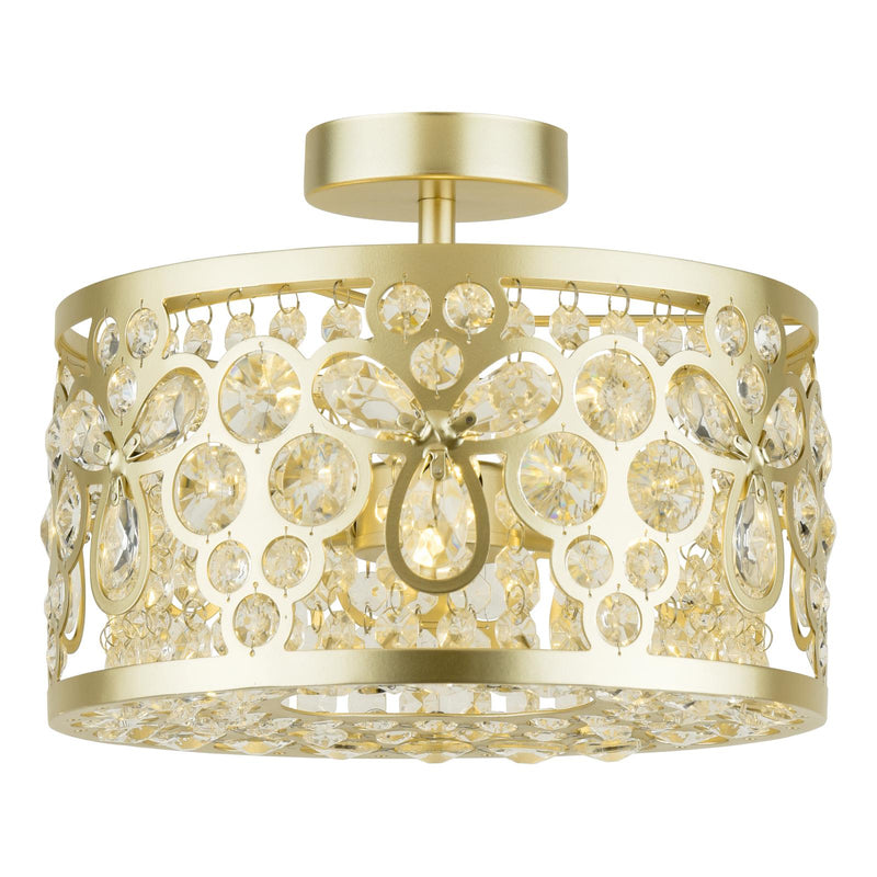 Laura Ashley Tilbrook 3 Light Flush Matt Champagne and Crystal • LA3756710-Q