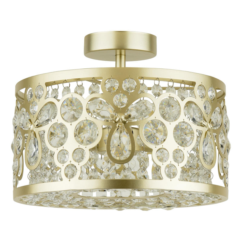 Laura Ashley Tilbrook 3 Light Flush Matt Champagne and Crystal • LA3756710-Q