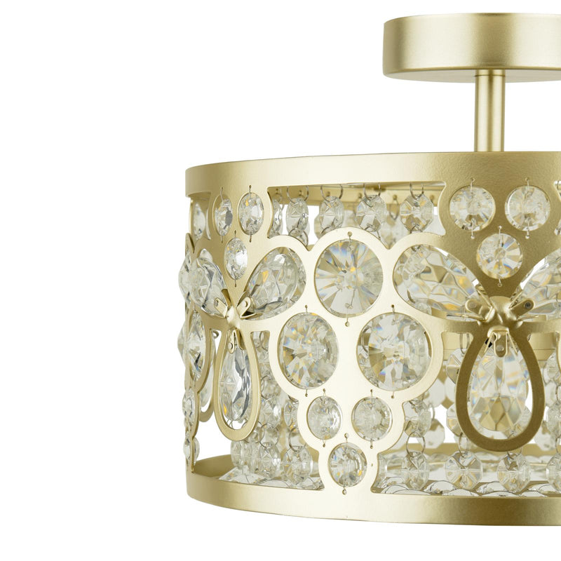 Laura Ashley Tilbrook 3 Light Flush Matt Champagne and Crystal • LA3756710-Q