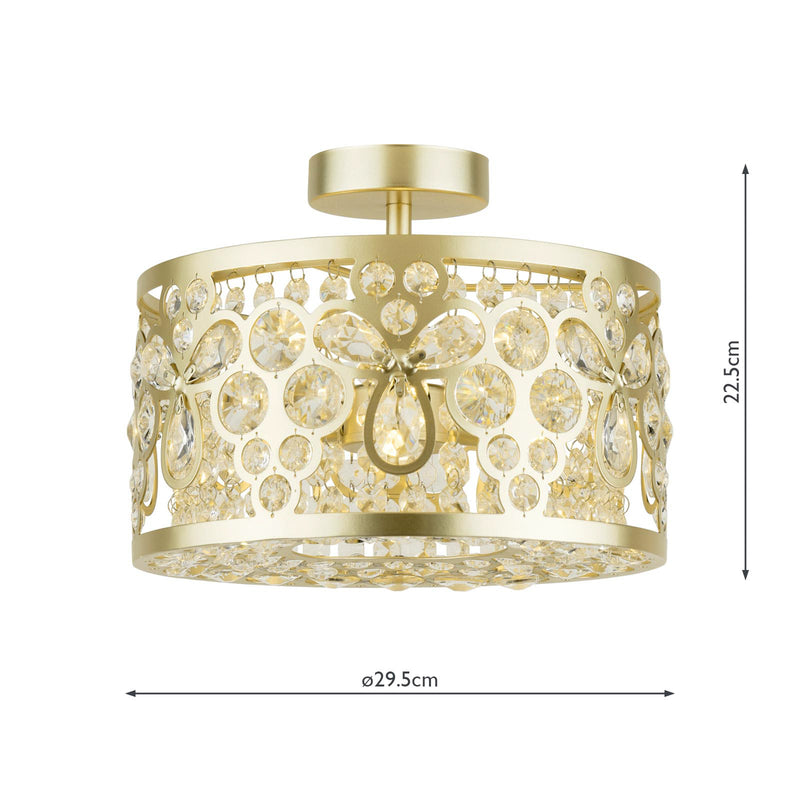 Laura Ashley Tilbrook 3 Light Flush Matt Champagne and Crystal • LA3756710-Q