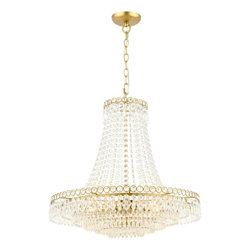Laura Ashley Enid 5 Light Grande Chandelier Glass and Matt Antique Brass • LA3756711-Q