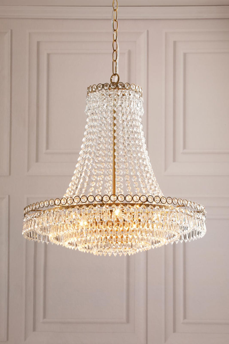 Laura Ashley Enid 5 Light Grande Chandelier Glass and Matt Antique Brass • LA3756711-Q