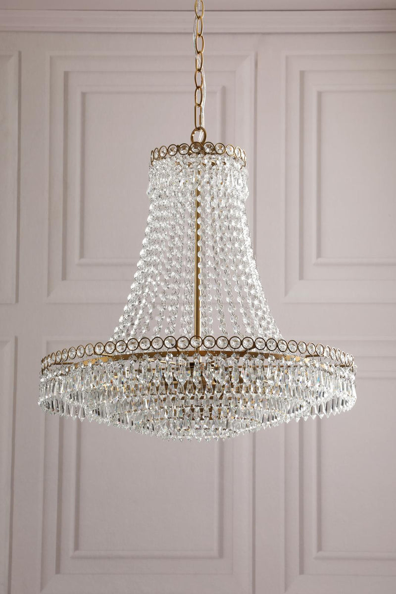Laura Ashley Enid 5 Light Grande Chandelier Glass and Matt Antique Brass • LA3756711-Q