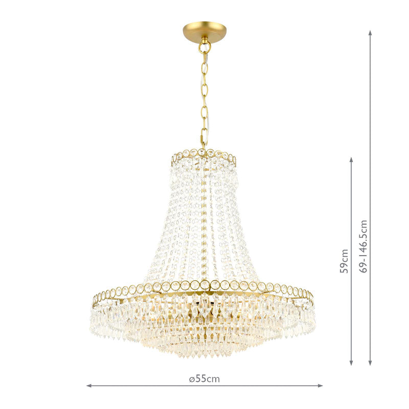 Laura Ashley Enid 5 Light Grande Chandelier Glass and Matt Antique Brass • LA3756711-Q