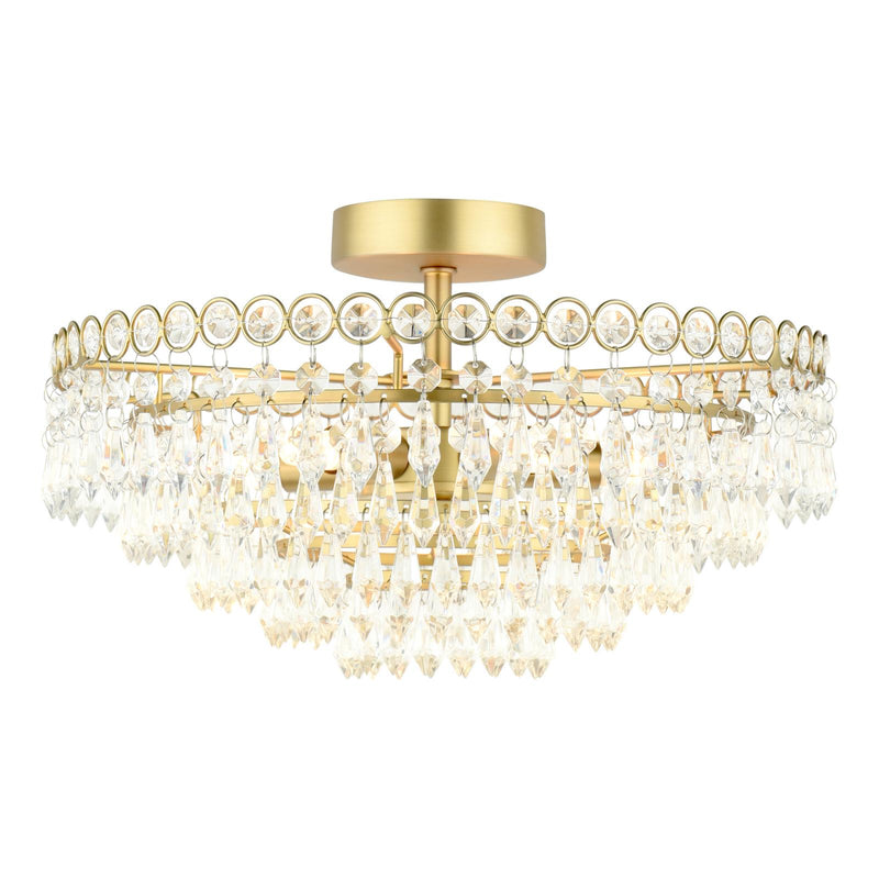 Laura Ashley Enid 5 Light Semi-Flush Faceted Glass and Matt Antique Brass • LA3756712-Q