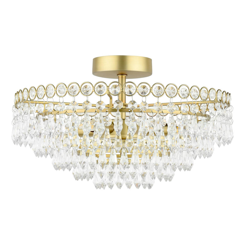 Laura Ashley Enid 5 Light Semi-Flush Faceted Glass and Matt Antique Brass • LA3756712-Q