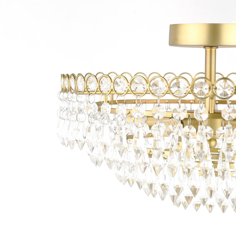 Laura Ashley Enid 5 Light Semi-Flush Faceted Glass and Matt Antique Brass • LA3756712-Q