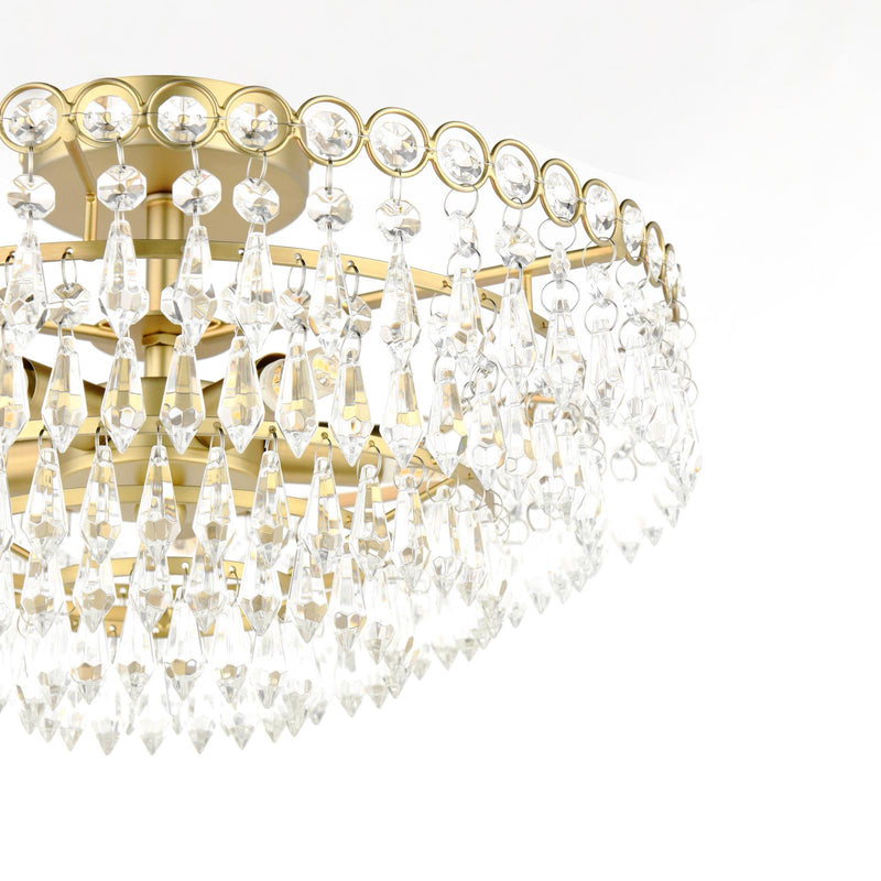 Laura Ashley Enid 5 Light Semi-Flush Faceted Glass and Matt Antique Brass • LA3756712-Q