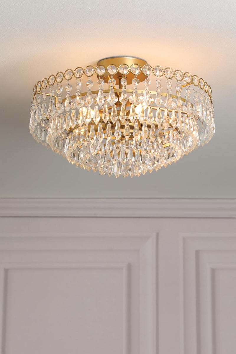Laura Ashley Enid 5 Light Semi-Flush Faceted Glass and Matt Antique Brass • LA3756712-Q