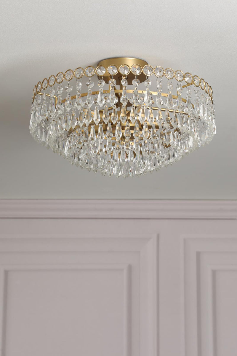 Laura Ashley Enid 5 Light Semi-Flush Faceted Glass and Matt Antique Brass • LA3756712-Q