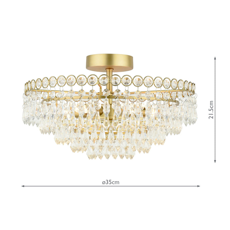 Laura Ashley Enid 5 Light Semi-Flush Faceted Glass and Matt Antique Brass • LA3756712-Q