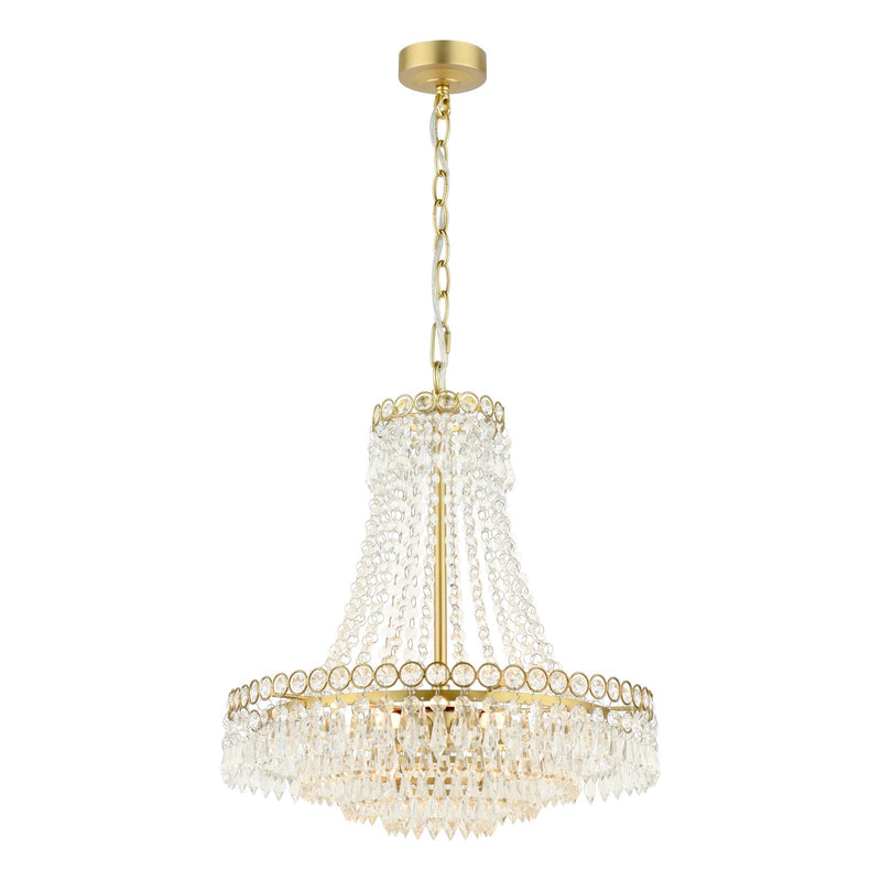 Laura Ashley Enid 5 Light Chandelier Faceted Glass and Matt Antique Brass • LA3756713-Q