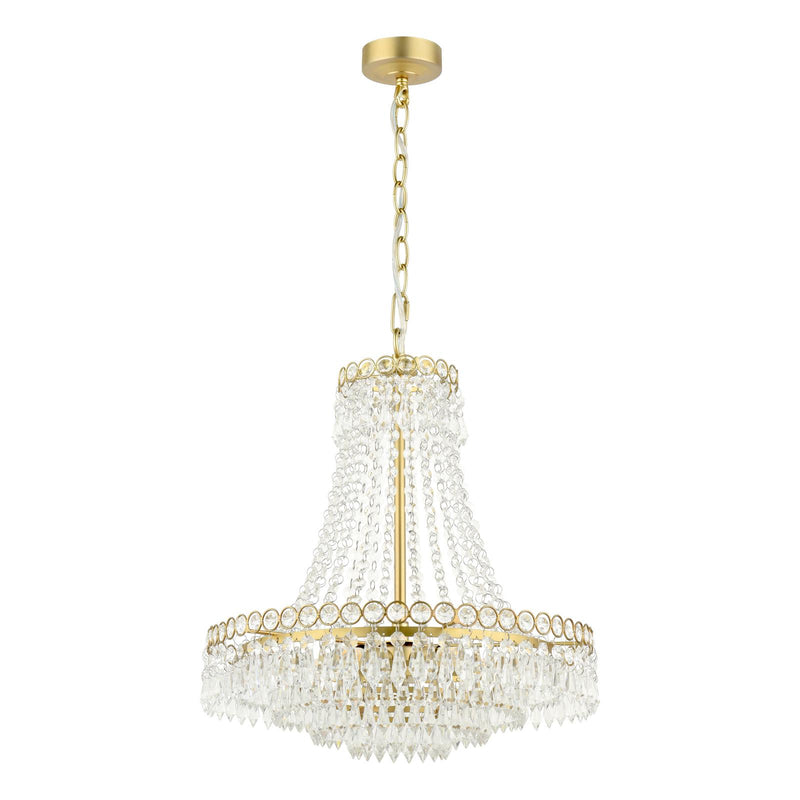 Laura Ashley Enid 5 Light Chandelier Faceted Glass and Matt Antique Brass • LA3756713-Q