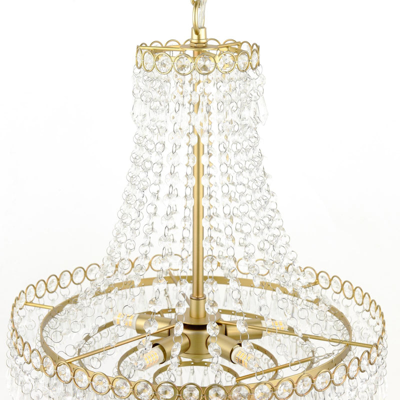 Laura Ashley Enid 5 Light Chandelier Faceted Glass and Matt Antique Brass • LA3756713-Q