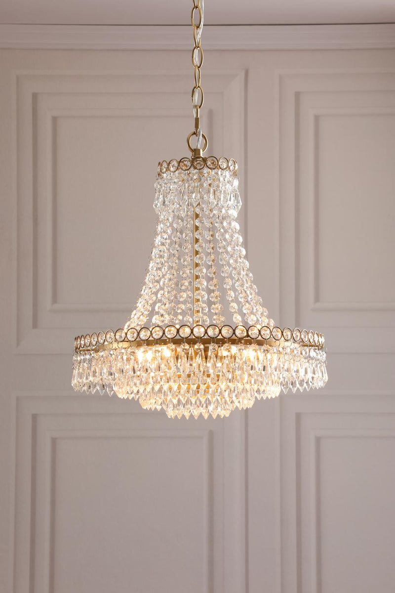 Laura Ashley Enid 5 Light Chandelier Faceted Glass and Matt Antique Brass • LA3756713-Q