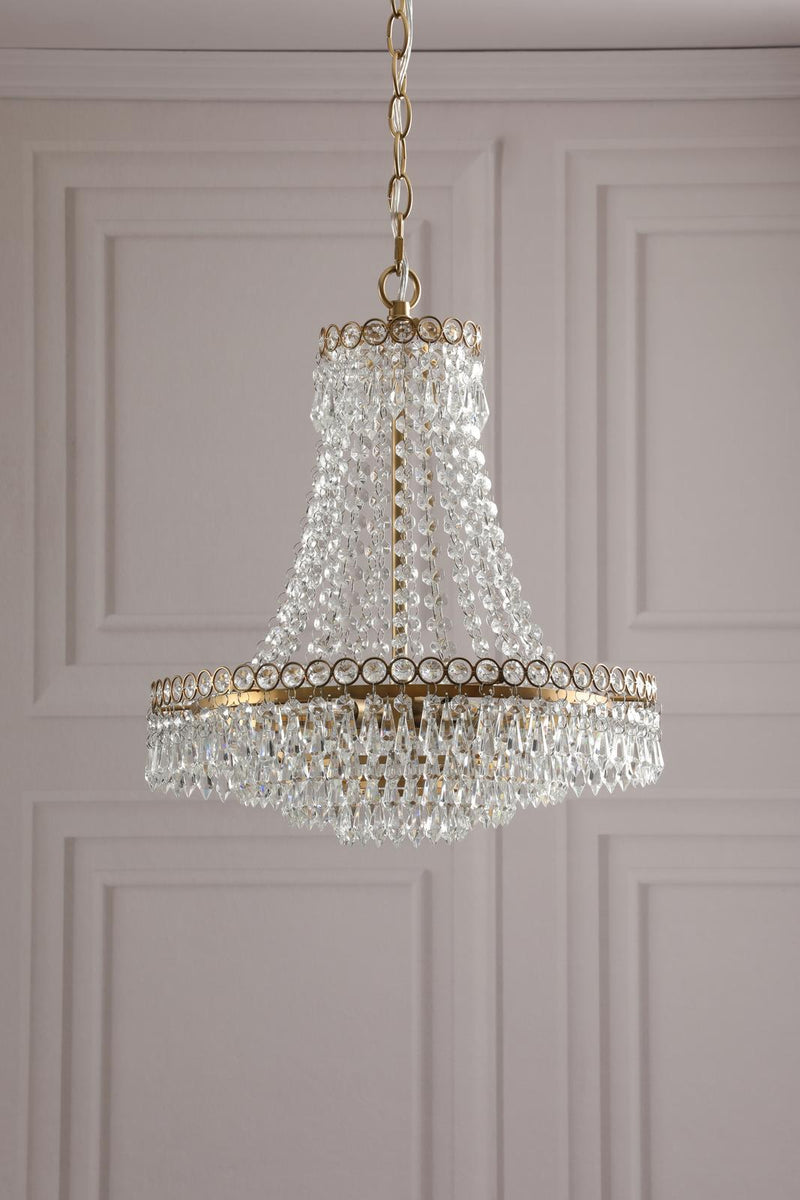 Laura Ashley Enid 5 Light Chandelier Faceted Glass and Matt Antique Brass • LA3756713-Q