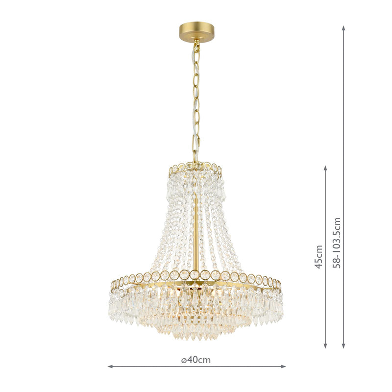 Laura Ashley Enid 5 Light Chandelier Faceted Glass and Matt Antique Brass • LA3756713-Q