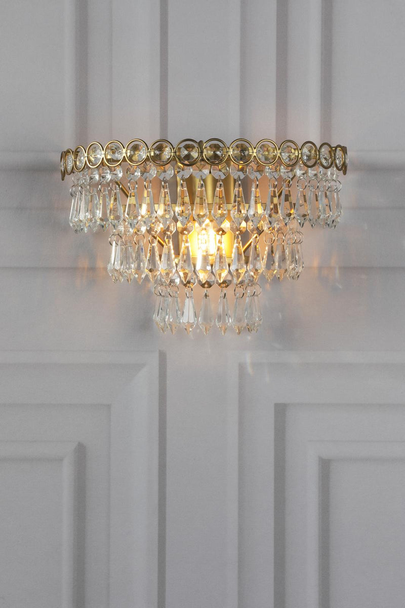 Laura Ashley Enid Wall Light Faceted Glass and Matt Antique Brass • LA3756714-Q