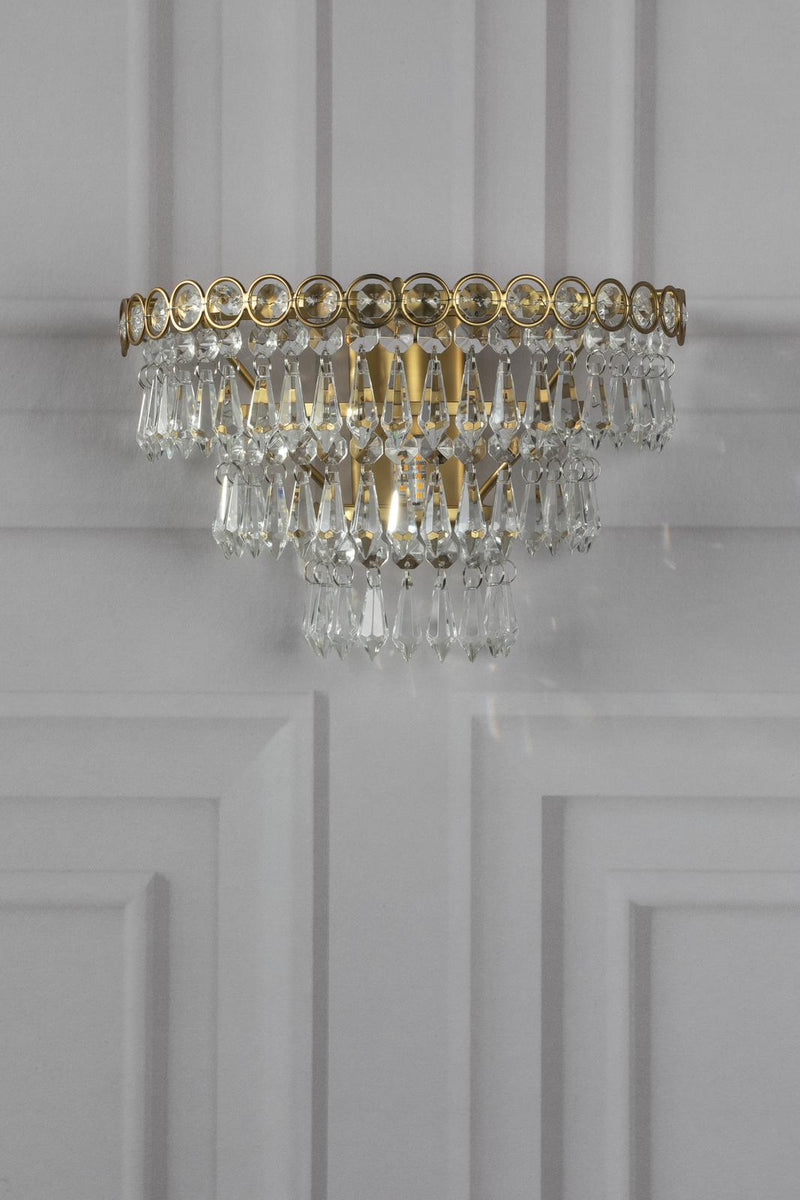 Laura Ashley Enid Wall Light Faceted Glass and Matt Antique Brass • LA3756714-Q