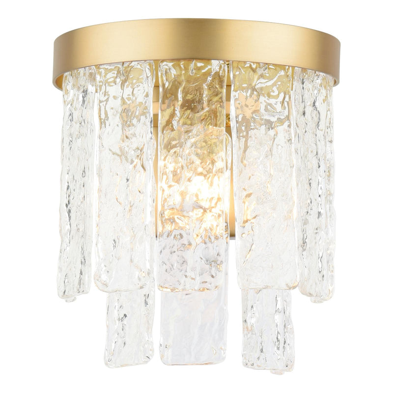 Laura Ashley Durnsford Wall Light Matt Antique Brass and Textured Glass • LA3756715-Q