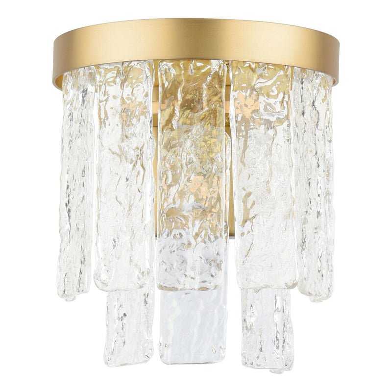 Laura Ashley Durnsford Wall Light Matt Antique Brass and Textured Glass • LA3756715-Q