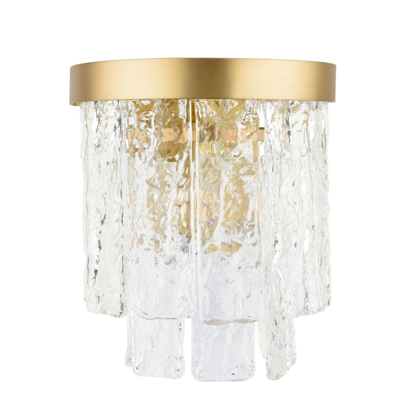 Laura Ashley Durnsford Wall Light Matt Antique Brass and Textured Glass • LA3756715-Q