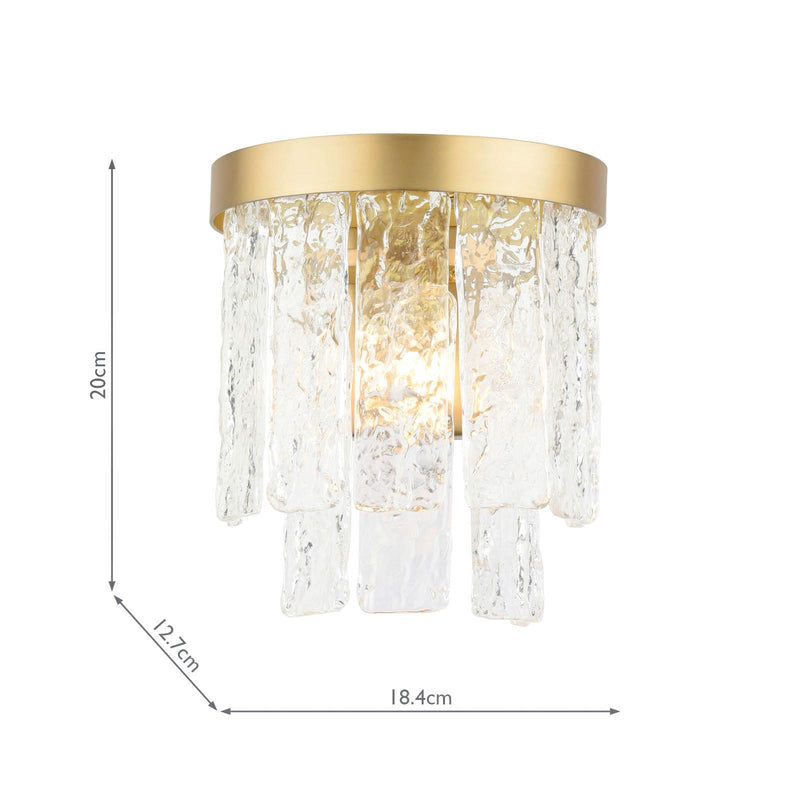 Laura Ashley Durnsford Wall Light Matt Antique Brass and Textured Glass • LA3756715-Q