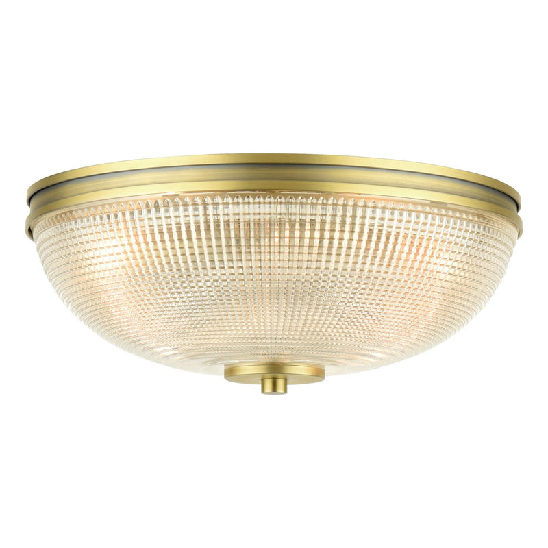 Laura Ashley Langdon 2 Light Bathroom Ceiling Light Matt Antique Brass and Textured Glass IP44 • LA3756717-Q