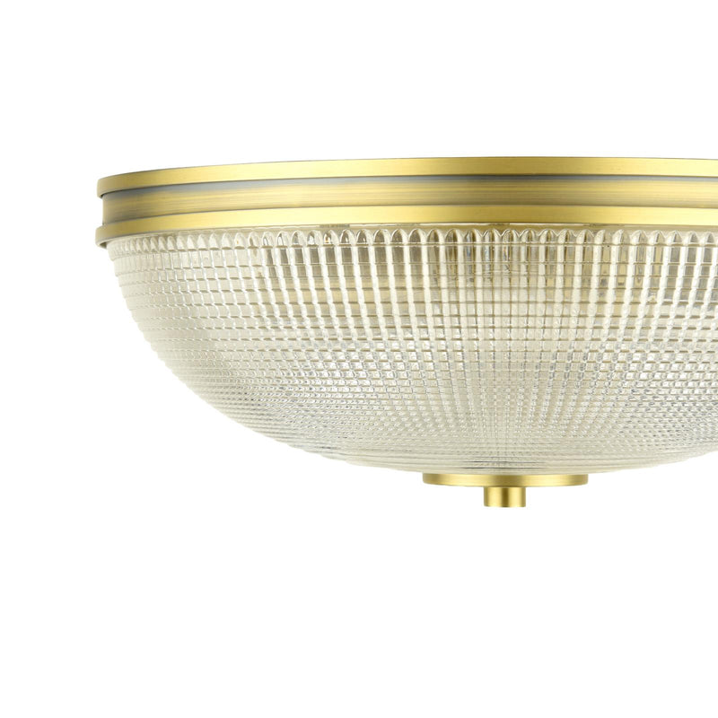Laura Ashley Langdon 2 Light Bathroom Ceiling Light Matt Antique Brass and Textured Glass IP44 • LA3756717-Q